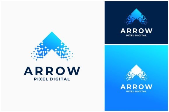 Arrow Pixel Digital Logo: Modern Vector Template