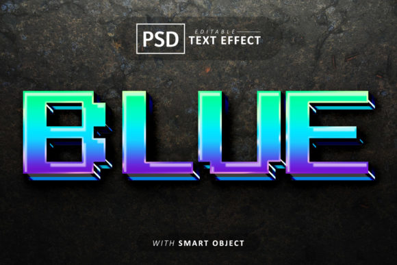 Blue Pixel Text Effect Editable PSD for Modern Designs