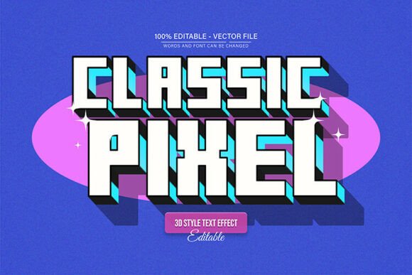 Classic Retro Pixel 3D Text Effect
