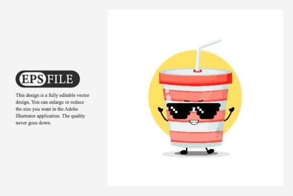 Cute Soda Cup Font with Pixel Glasses for Designers