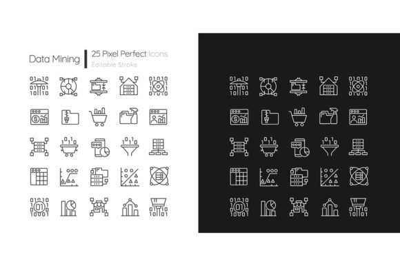 Data Mining Linear Pixel Perfect Icons: Versatile Design Asset