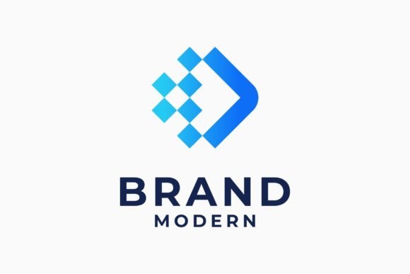 Forward Arrow Pixel Digital Logo: Modern Branding Design