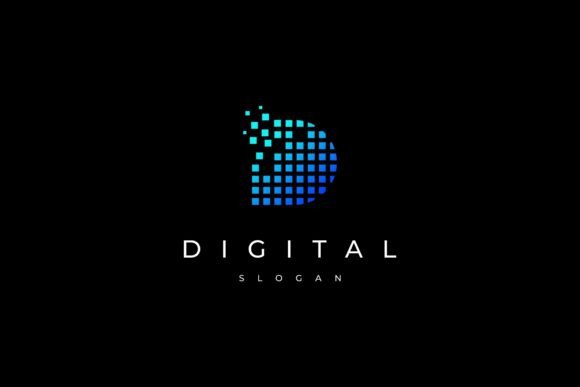 Letter D Digital Pixel Tech Logo for Modern Branding