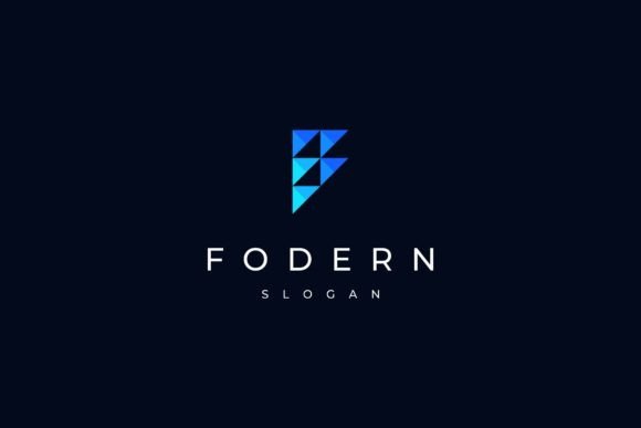 Letter F Triangle Pixel Modern Logo: Editable Design