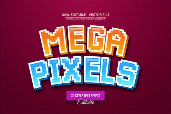 Mega Pixel 3d Text Effect Editable for Bold Designs