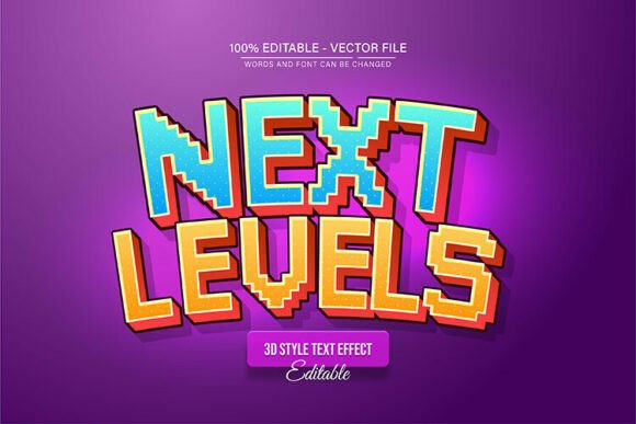 Next Level Pixel 3d Text Effect Editable