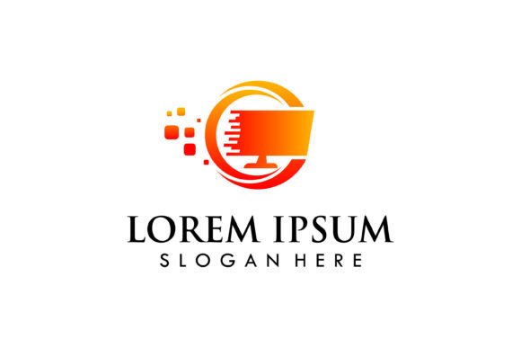 Pixel PC Computer Tech Logo Design