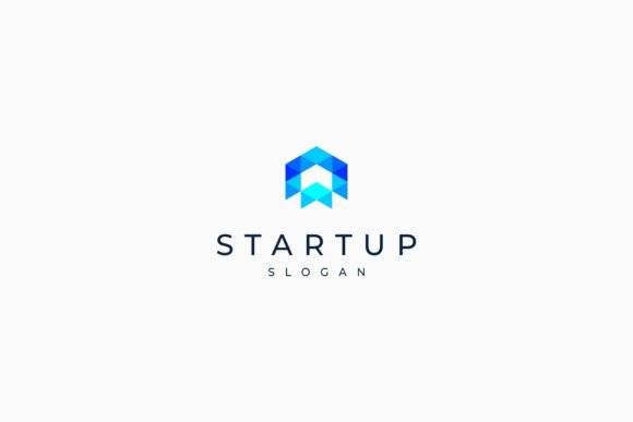 Startup Pixel Triangle Colorful Logo: Editable Vector Design