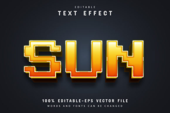 Sun Text: 3D Pixel Style for Bold, Editable Designs