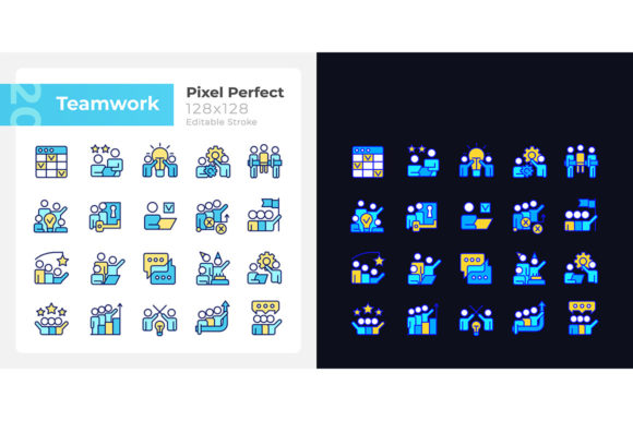Teamwork Pixel Perfect Light & Dark Icons: A Designer's Essential Set