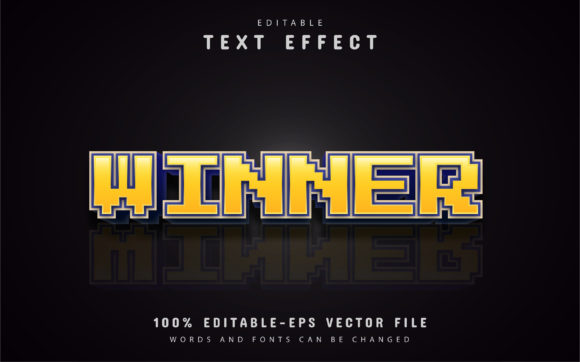 Yellow Winner Pixel Text Effect: Dynamic, Editable Typography
